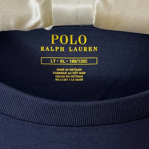 MENS POLO RALPH LAUREN LS TSHIRT BLUE WITH EXTRA LARGE LOGO SZ LT NWT - Picture 3 of 7